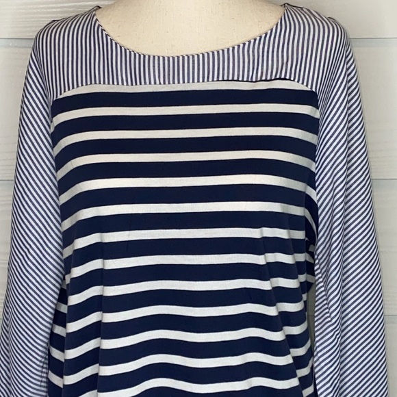 Vineyard Vines striped panel 3/4 length sleeves top, sz L - Picture 3 of 8